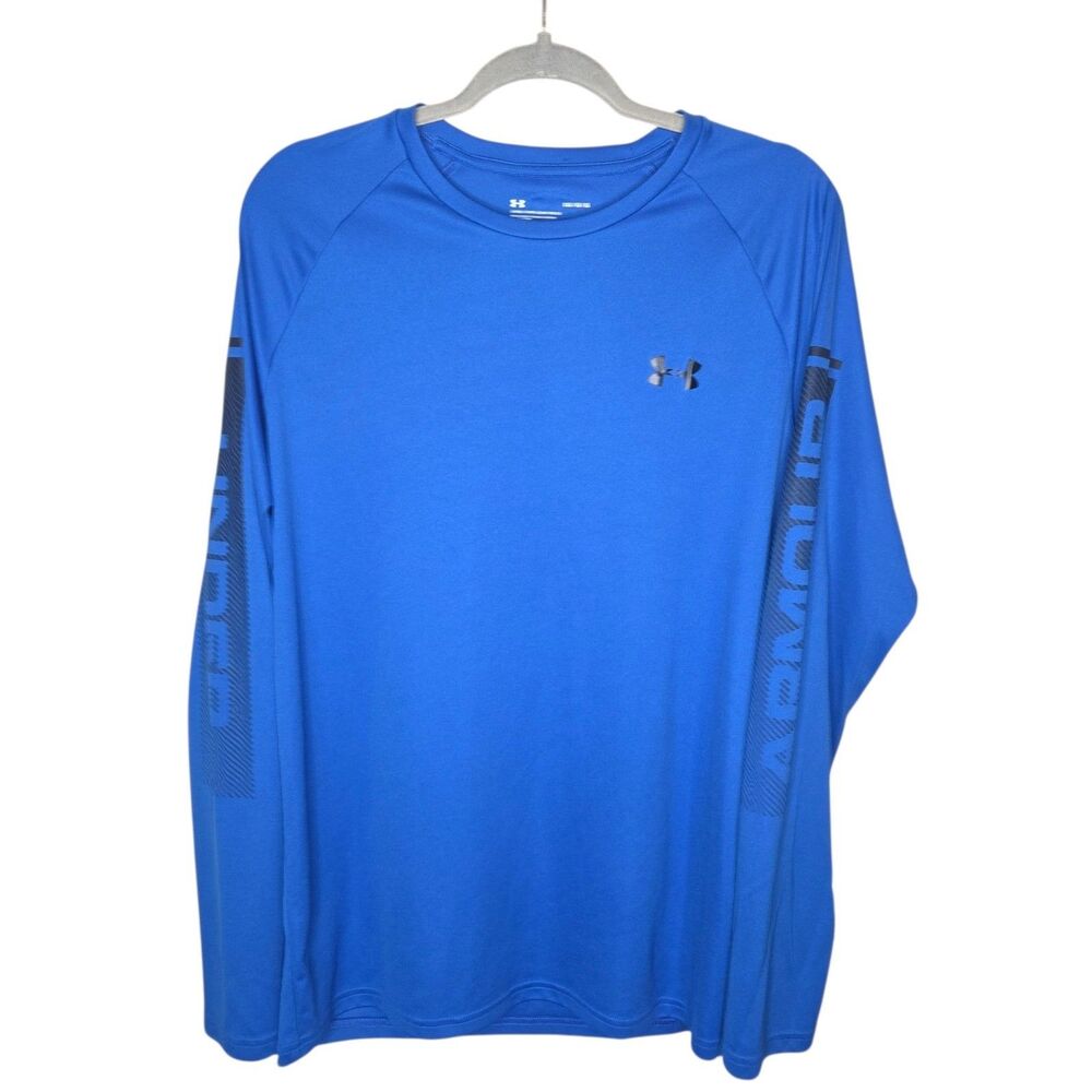 Under Armour Men's HeatGear Velocity Graphic Long Sleeve Shirt Blue Large 135177